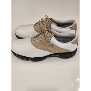 Footjoy Leather Golf Saddle Shoes Dryjoys Women's Size 9M 99193 Tan White Cleats
